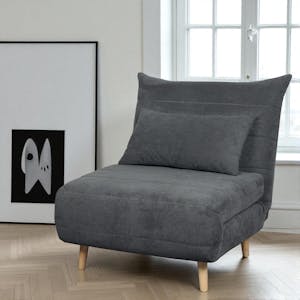 Fauteuil convertible 1 place gris - coussin inclus PALAU